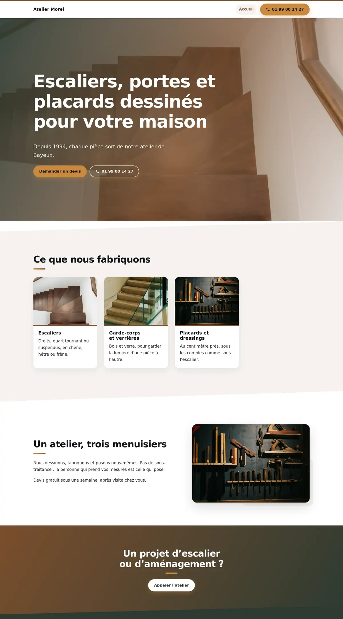Site de Atelier Morel sur ordinateur
